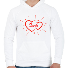 PRINTFASHION Teréz - Férfi kapucnis pulóver - Fehér