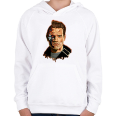 PRINTFASHION Terminator - Arnold - Gyerek kapucnis pulóver - Fehér