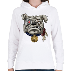 PRINTFASHION Terminator Bulldog - Női kapucnis pulóver - Fehér