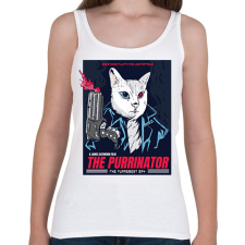 PRINTFASHION Terminátor cica - Női atléta - Fehér női trikó