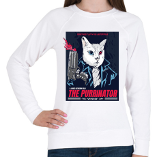 PRINTFASHION Terminátor cica - Női pulóver - Fehér
