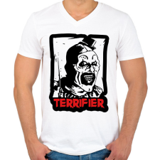 PRINTFASHION Terrifier bohóc - Férfi V-nyakú póló - Fehér férfi póló