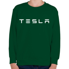 PRINTFASHION TESLA fehér - Gyerek pulóver - Sötétzöld