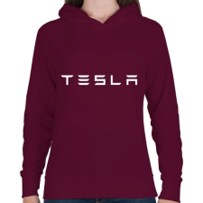 PRINTFASHION TESLA fehér - Női kapucnis pulóver - Bordó női pulóver, kardigán