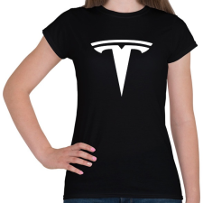 PRINTFASHION TESLA logo fehér - Női póló - Fekete női póló