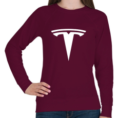 PRINTFASHION TESLA logo fehér - Női pulóver - Bordó