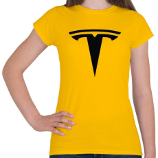 PRINTFASHION TESLA logo fekete - Női póló - Sárga