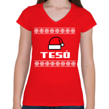 PRINTFASHION TESÓ - Női V-nyakú póló - Piros női póló
