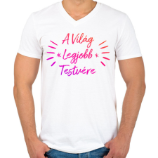 PRINTFASHION Testvér - Férfi V-nyakú póló - Fehér férfi póló