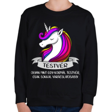 PRINTFASHION Testvér unikornis - Gyerek pulóver - Fekete