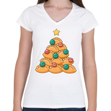 PRINTFASHION Tészta fa - Női V-nyakú póló - Fehér női póló