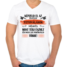 PRINTFASHION Tetoválások nélkül - Fekete - Férfi V-nyakú póló - Fehér férfi póló