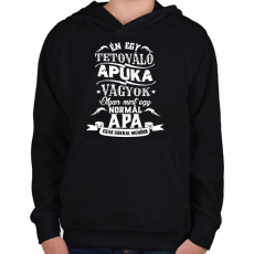 PRINTFASHION Tetováló apuka - Gyerek kapucnis pulóver - Fekete