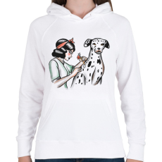 PRINTFASHION Tetovált dalmata - Női kapucnis pulóver - Fehér