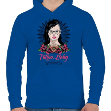 PRINTFASHION Tetovált lány - Férfi kapucnis pulóver - Királykék férfi pulóver, kardigán