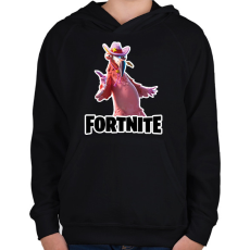 PRINTFASHION Tex Flamingo - fortnite - Gyerek kapucnis pulóver - Fekete