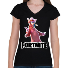 PRINTFASHION Tex Flamingo - fortnite - Női V-nyakú póló - Fekete női póló