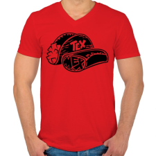 PRINTFASHION Tex-Mex - Férfi V-nyakú póló - Piros férfi póló
