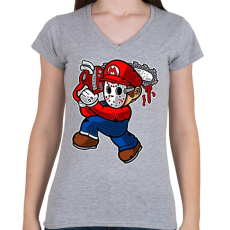 PRINTFASHION Texasi Marió - Női V-nyakú póló - Sport szürke