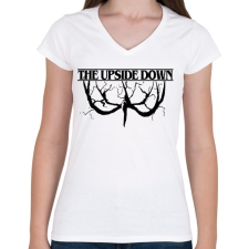PRINTFASHION Th upside down fekete démon - Női V-nyakú póló - Fehér női póló
