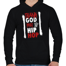 PRINTFASHION Thank God - Férfi kapucnis pulóver - Fekete