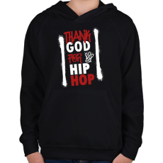 PRINTFASHION Thank God - Gyerek kapucnis pulóver - Fekete