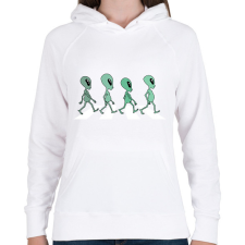 PRINTFASHION The Aliens - Női kapucnis pulóver - Fehér női pulóver, kardigán