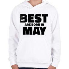 PRINTFASHION The Best are born in may - Gyerek kapucnis pulóver - Fehér