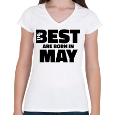PRINTFASHION The Best are born in may - Női V-nyakú póló - Fehér női póló