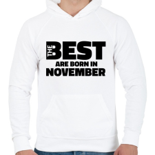 PRINTFASHION The Best are born in november - Férfi kapucnis pulóver - Fehér férfi pulóver, kardigán