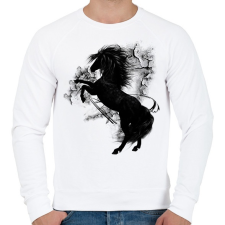 PRINTFASHION the black horse - Férfi pulóver - Fehér férfi pulóver, kardigán