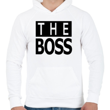 PRINTFASHION The Boss - Férfi kapucnis pulóver - Fehér férfi pulóver, kardigán