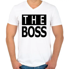 PRINTFASHION The Boss - Férfi V-nyakú póló - Fehér