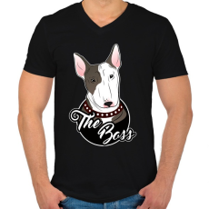 PRINTFASHION The Boss - Férfi V-nyakú póló - Fekete