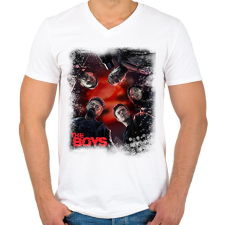 PRINTFASHION The Boys - Férfi V-nyakú póló - Fehér férfi póló