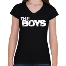 PRINTFASHION The Boys - Női V-nyakú póló - Fekete női póló