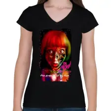 PRINTFASHION THE DRAWING OF MY FACE - Női V-nyakú póló - Fekete női póló