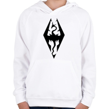 PRINTFASHION The Elder Scrolls V - Skyrim Logo - Gyerek kapucnis pulóver - Fehér gyerek pulóver, kardigán