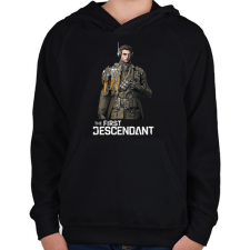 PRINTFASHION The First Descendant Enzo  - Gyerek kapucnis pulóver - Fekete gyerek pulóver, kardigán