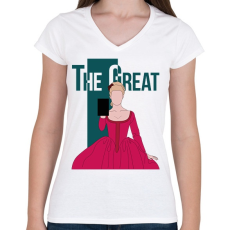 PRINTFASHION The Great - Nagy Katalin - Női V-nyakú póló - Fehér