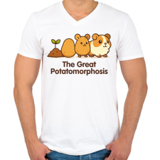 PRINTFASHION The Great Potatomorphosis - Férfi V-nyakú póló - Fehér férfi póló