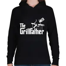 PRINTFASHION The grillfather - white - Női kapucnis pulóver - Fekete női pulóver, kardigán