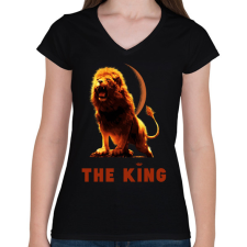 PRINTFASHION THE KING - Női V-nyakú póló - Fekete női póló