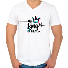 PRINTFASHION The King Of TikTok - Férfi V-nyakú póló - Fehér férfi póló