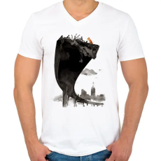 PRINTFASHION The last of us - Férfi V-nyakú póló - Fehér