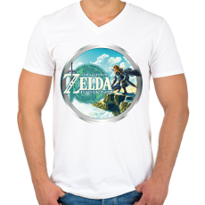 PRINTFASHION The Legend of Zelda: Tears of the Kingdom - Férfi V-nyakú póló - Fehér