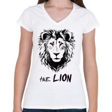 PRINTFASHION the lion - Női V-nyakú póló - Fehér női póló