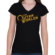 PRINTFASHION The Outer Worlds - Női V-nyakú póló - Fekete női póló