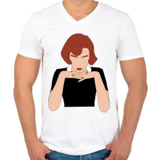 PRINTFASHION The Queen's Gambit - Férfi V-nyakú póló - Fehér férfi póló