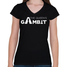 PRINTFASHION The Queen's Gambit logo - Női V-nyakú póló - Fekete